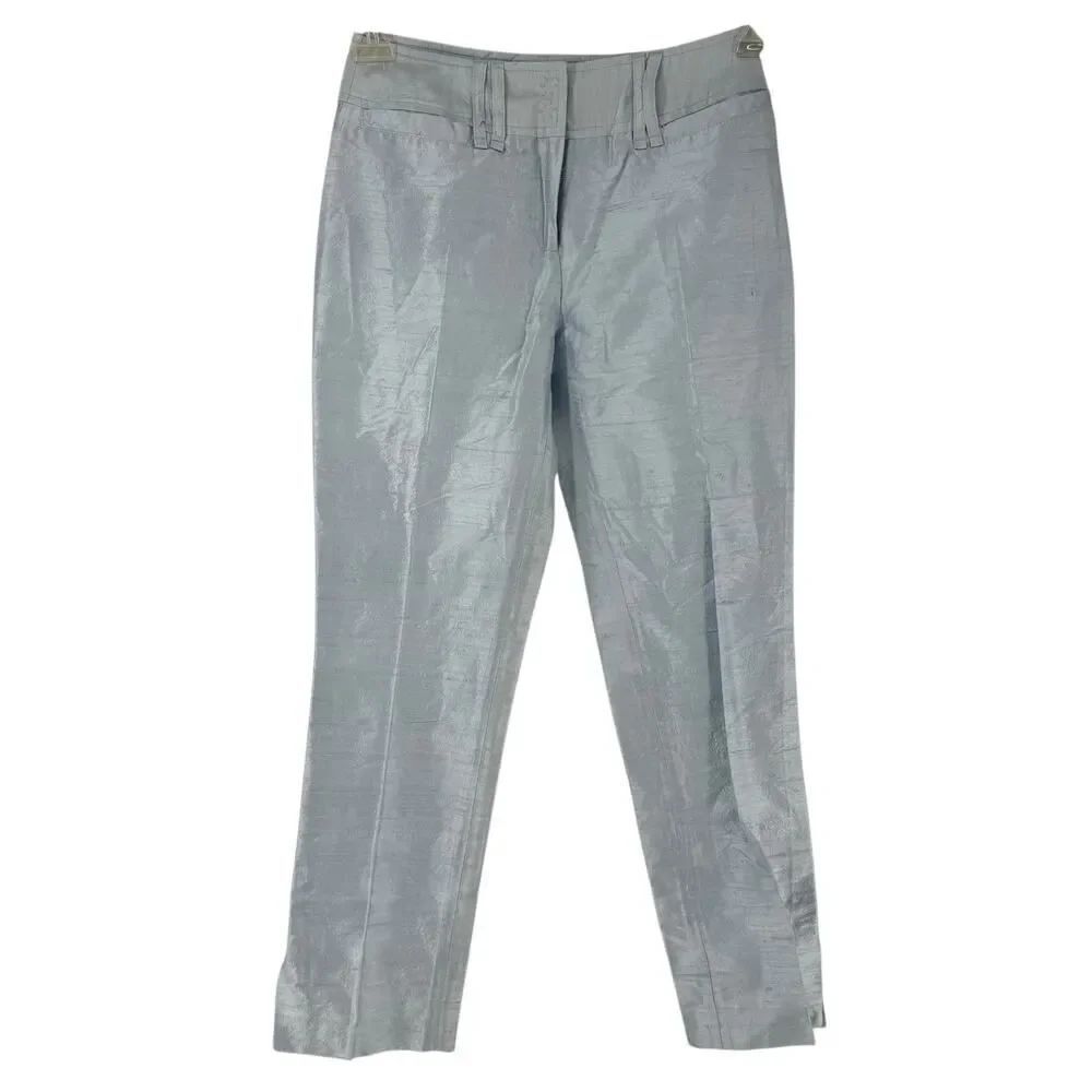 Dolce Gabana Pants Womens US Size 24 Light Blue Textured Silk Cropped Luxury